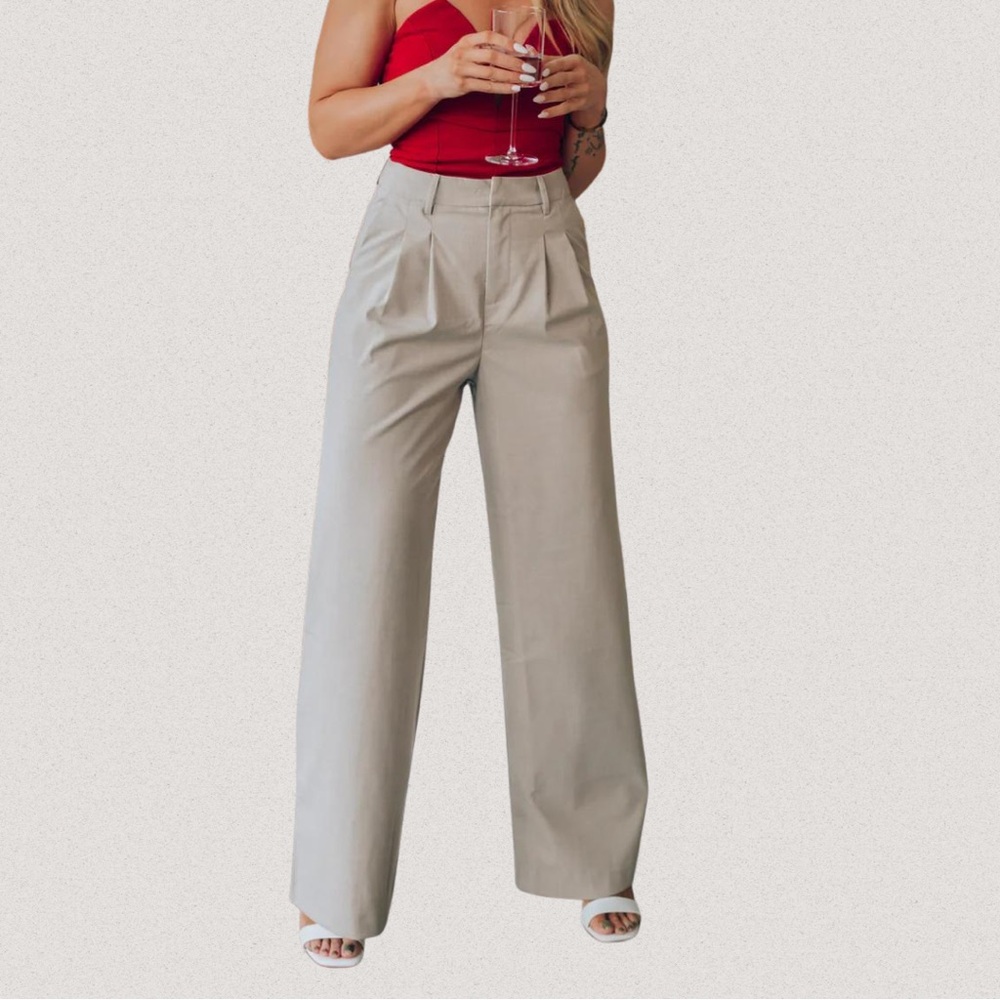 Le Lis Beige Wide-Leg Women's Pants